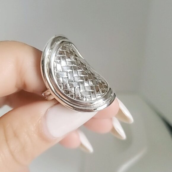 Shield Sterling Silver Ring, Women Statement Boho Chic, Bohemian Adjustable Ring - Picture 10 of 10